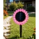 Lampa solara decorativa de gradina si de perete Floarea Soarelui 35cm ROZ cu led alb cald