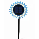 Lampa solara decorativa de gradina si de perete Floarea Soarelui 35cm ALBASTRA cu led alb cald