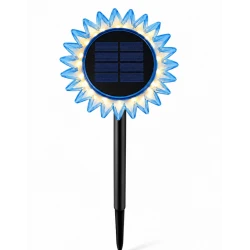 Lampa solara decorativa de gradina si de perete Floarea Soarelui 35cm ALBASTRA cu led alb cald