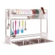 Suport vase deasupra chiuvetei 2 niveluri cu scurgere si suport ustensile 24 × 75 × 51 cm