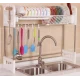 Suport vase deasupra chiuvetei 2 niveluri cu scurgere si suport ustensile 24 × 75 × 51 cm