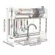 Suport vase deasupra chiuvetei 2 niveluri cu scurgere si suport ustensile 24 × 75 × 51 cm