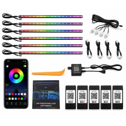 Kit Lumini Ambientale interior auto 18 in 1 RGB cu Aplicatie