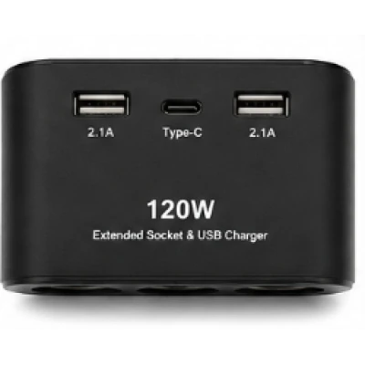 Priza auto 3 cai si USB 120W Olesson 1653