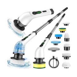 Perie electrica rotativa pentru curatare maner extensibil baterie reincarcabila 9 capete detasabile BA