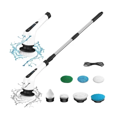 Perie electrica rotativa pentru curatare maner extensibil baterie reincarcabila 9 capete detasabile BA