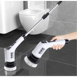 Perie electrica rotativa pentru curatare maner extensibil baterie reincarcabila 9 capete detasabile BA