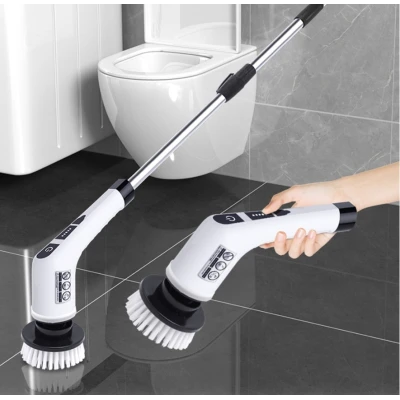 Perie electrica rotativa pentru curatare maner extensibil baterie reincarcabila 9 capete detasabile BA