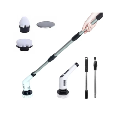 Perie electrica rotativa pentru curatare maner extensibil baterie reincarcabila 9 capete detasabile BA