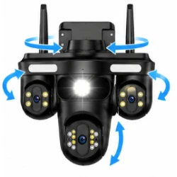 Camera de supraveghere WiFi Multi Screen 12MP Ultra HD PTZ 355 monitorizare 360 Full Color PIR IP66