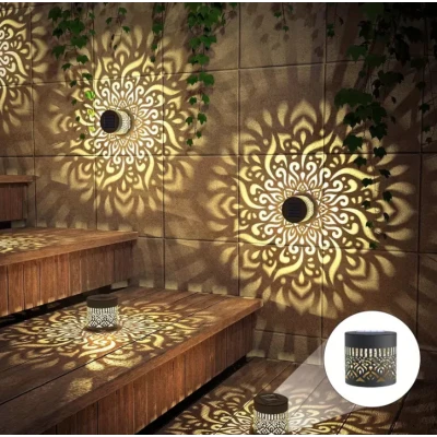 Set 2 Lampi solare de perete design Mandala Floare LED Lumina ALB CALD Decor Exterior