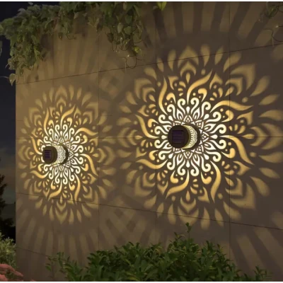 Set 2 Lampi solare de perete design Mandala Floare LED Lumina ALB CALD Decor Exterior