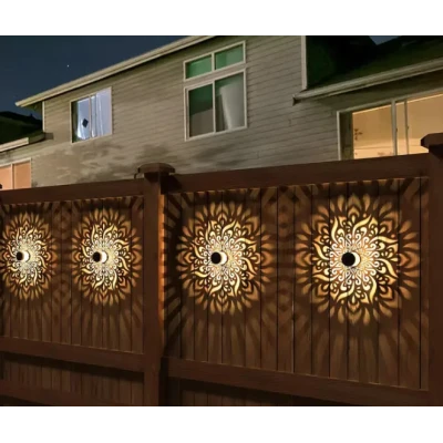 Set 2 Lampi solare de perete design Mandala Floare LED Lumina ALB CALD Decor Exterior