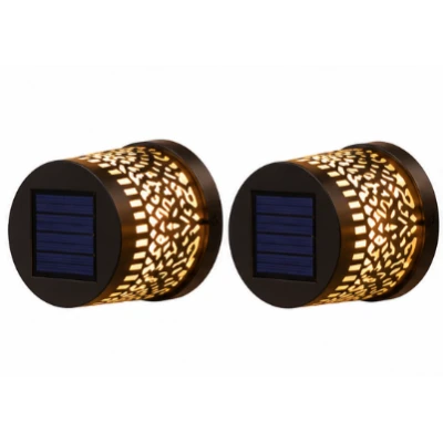 Set 2 Lampi solare de perete design Mandala Floare LED Lumina ALB CALD Decor Exterior