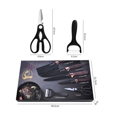 Set de cutite pentru bucatarie 6 piese material otel Inoxidabil cutie depozitare MARO