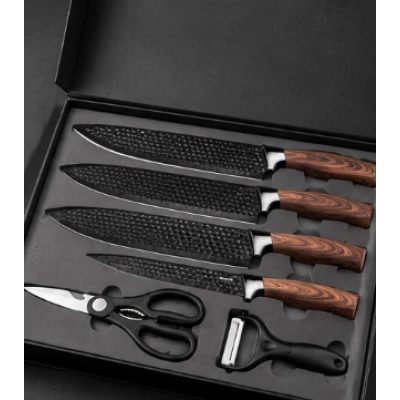 Set de cutite pentru bucatarie 6 piese material otel Inoxidabil cutie depozitare MARO