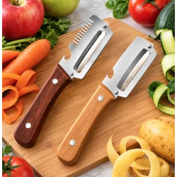 Set 2 Curatatoare multifunctionale 2 in 1 pentru fructe si legume cu Deschizator de Sticle Integrat