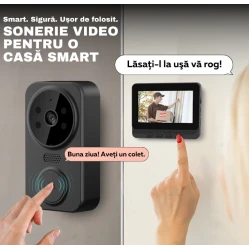 Sonerie Video Inteligenta bluetooth Monitor comunicare bidirectionala Night Vision
