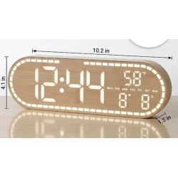 Ceas Digital de Birou 8053 afisaj LED Mare alarma temperatura data si ziua saptamanii design Lemn