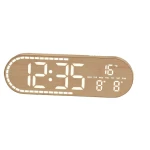 Ceas Digital de Birou 8053 afisaj LED Mare alarma temperatura data si ziua saptamanii design Lemn