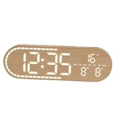 Ceas Digital de Birou 8053 afisaj LED Mare alarma temperatura data si ziua saptamanii design Lemn