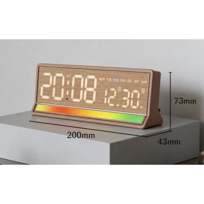 Ceas Digital LED 5536 cu alarma si Lumina RGB afisaj mare data si ziua saptamanii 2 alarme snooze Luminozitate Reglabila