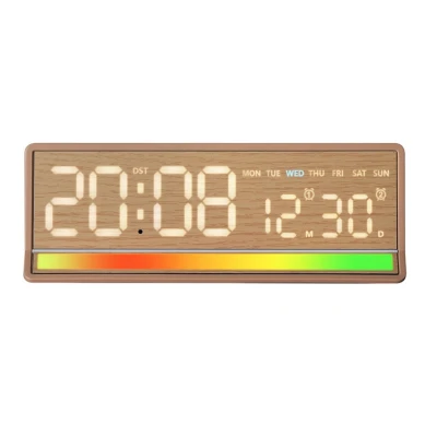 Ceas Digital LED 5536 cu alarma si Lumina RGB afisaj mare data si ziua saptamanii 2 alarme snooze Luminozitate Reglabila