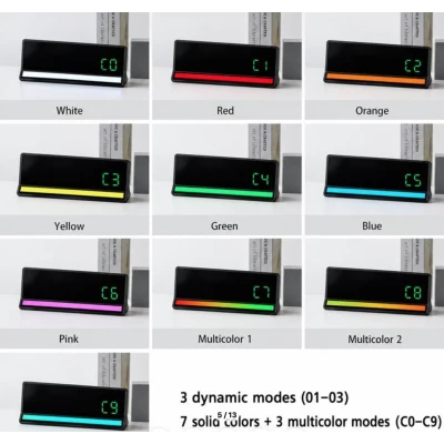 Ceas Digital LED 5536 cu alarma si Lumina RGB afisaj mare data si ziua saptamanii 2 alarme snooze Luminozitate Reglabila