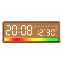 Ceas Digital LED 5536 cu alarma si Lumina RGB afisaj mare data si ziua saptamanii 2 alarme snooze Luminozitate Reglabila