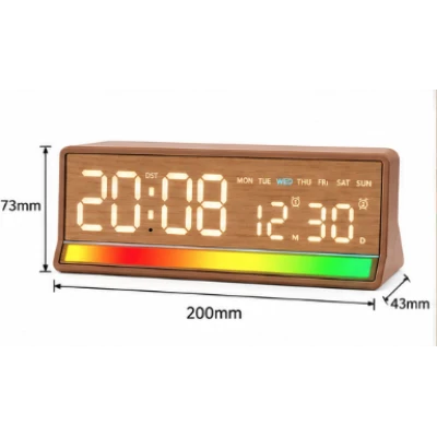 Ceas Digital LED 5536 cu alarma si Lumina RGB afisaj mare data si ziua saptamanii 2 alarme snooze Luminozitate Reglabila