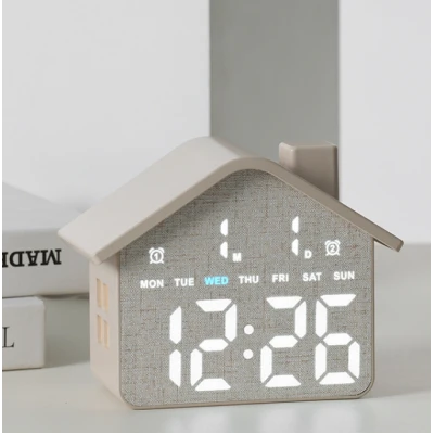 Ceas Digital de Masa tip CASUTA 8063 Multifunctional afisaj LED Mare alarma data 