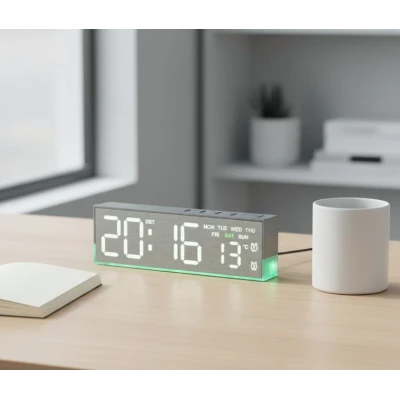 Ceas Digital 5532 cu alarma afisaj temperatura si calendar Funcție Snooze cu LED