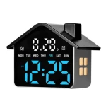 Ceas Digital cu alarma design CASUTA 9033 afisaj LED data si ziua saptamani 2 Alarme Negru
