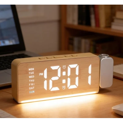 Ceas Digital cu Alarma si Proiectie Ora 8055 afisaj LED temperatura Lumina colorata