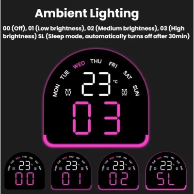 Ceas Electronic LED 5522 Multifunctional cu Lumina Ambientala de masa cu alarma afisaj temperatura