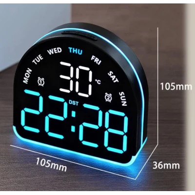 Ceas Electronic LED 5522 Multifunctional cu Lumina Ambientala de masa cu alarma afisaj temperatura
