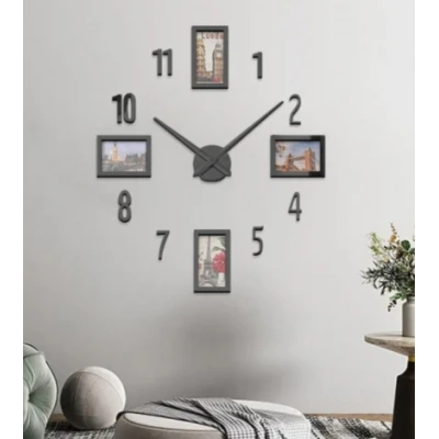 Ceas de Perete DIY fara rama ZH171820 diametru 60 cm cifre autoadezive design Modern