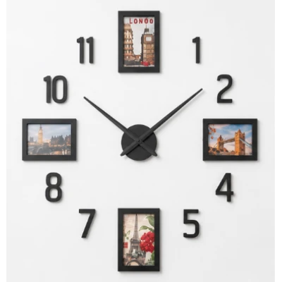 Ceas de Perete DIY fara rama ZH171820 diametru 60 cm cifre autoadezive design Modern