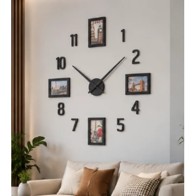 Ceas de Perete DIY fara rama ZH171820 diametru 60 cm cifre autoadezive design Modern