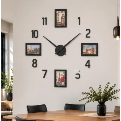 Ceas de Perete DIY fara rama ZH171820 diametru 60 cm cifre autoadezive design Modern