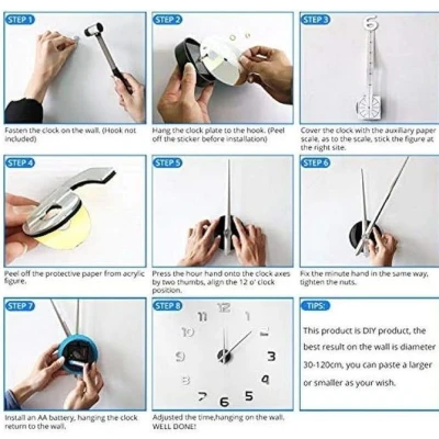 Ceas de Perete DIY cu tematica Cafea ZH174820 cifre autoadezive design fara rama decorativ