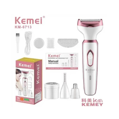 Aparat de Ras Electric 4 in 1 pentru femei Kemei KM 6713 reincarcabil pentru fata si Corp 7000 RPM