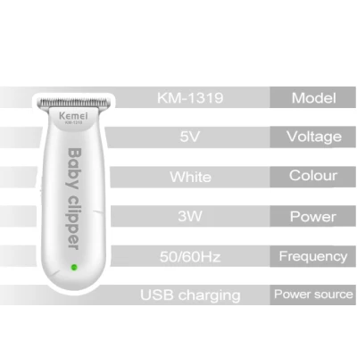 Mini Masina de tuns pentru bebelusi Kemei KM1319 reincarcabila USB 3W de 6000 RPM 3 Piepteni