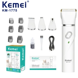 Masina de tuns pentru Animale Kemei KM1775 model 4 in 1 reincarcabila USB 6800 RPM 2000mAh 6 Piepteni