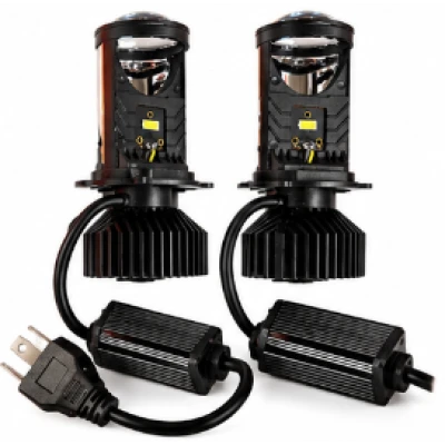 Set de 2 becuri auto led H4 cu lupa si canbus 12v alb 6000k