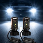 Set de 2 becuri auto led H4 cu lupa si canbus 12v alb 6000k