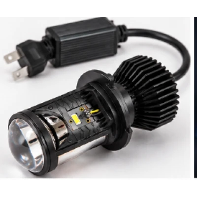 Set de 2 becuri auto led H4 cu lupa si canbus 12v alb 6000k
