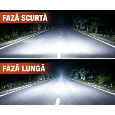 Set de 2 becuri auto led H4 cu lupa si canbus 12v alb 6000k
