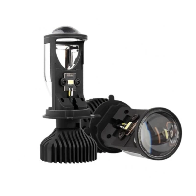 Set de 2 becuri auto led H4 cu lupa si canbus 12v alb 6000k