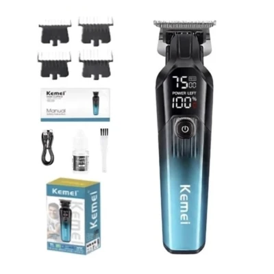 Aparat de tuns Profesional Kemei KM 1358 de 7500 RPM display LED acumulator 1200mAh  USB 4 Piepteni